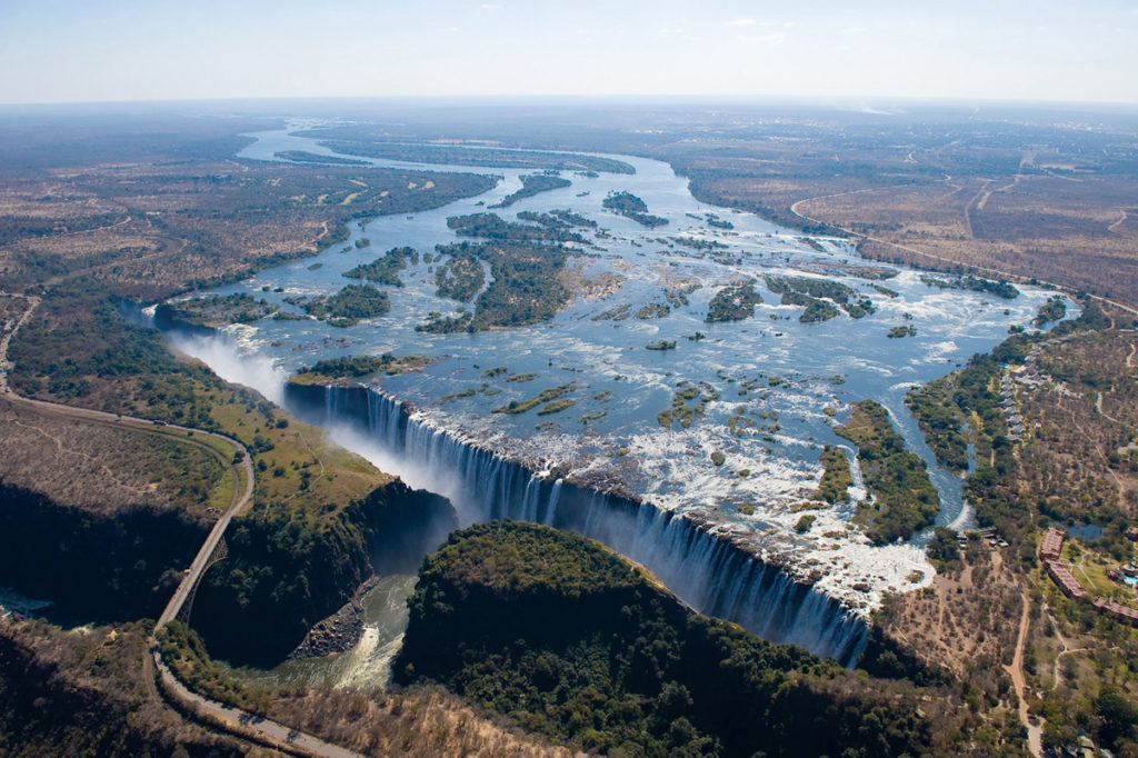 Aerial image of the 'Smoke That Thunders' at Victoria Falls in Zimbabwe and Zambia | Planet Africa Safaris | Blog