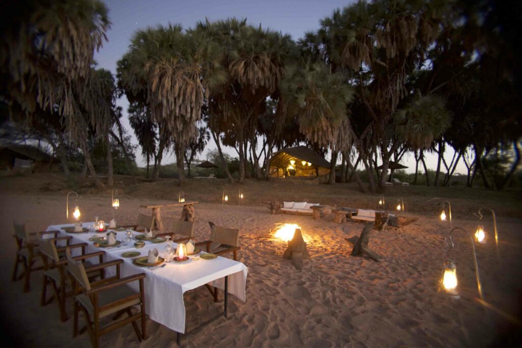 Image showing dry river bed dining experience at Saruni Rhino Lodge | luxury African safaris with Planet Africa Safaris | blog