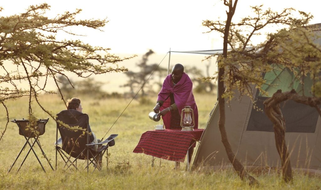 Fly Camp morning tea at tented safari camp in Tanzania | Planet Africa Safaris for luxury African Safari travel | January Blog 2022