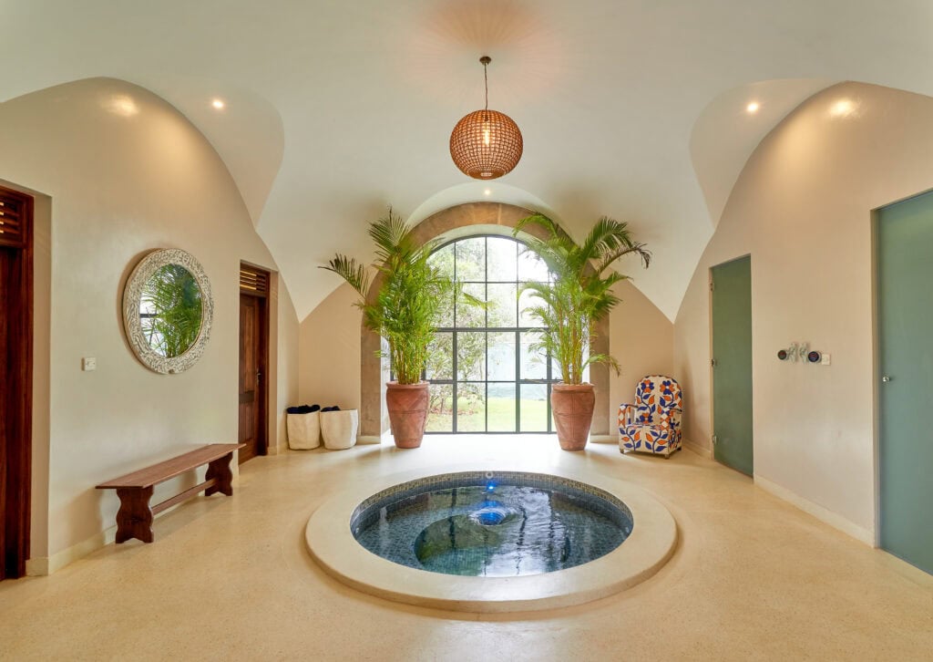 The Retreat hot tub wellness centre interior shot | Giraffe Manor | Planet Africa Safaris tailormade safari itineraries in Kenya and beyond